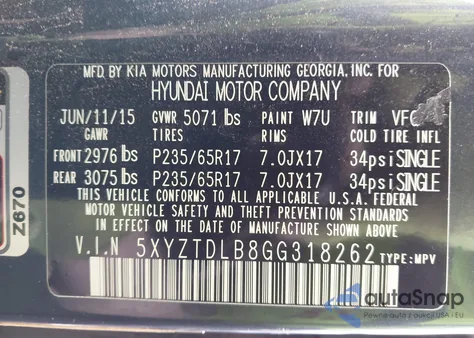 2016 Hyundai Santa Fe Sport 2.4L from USA, damaged, VIN 5XYZTDLB8GG318262